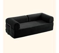 Folding Sofa Bed, Convertible Futon Sofa Chair, King Size Floor Corduroy Couch, Comfy Compression Lazy Mattress Couch With Back For Living Room Bedroom Lounge Apartment(Size:2.2m（7.2ft）,Color:Black A)