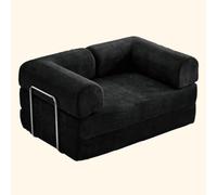 Folding Sofa Bed, Convertible Futon Sofa Chair, King Size Floor Corduroy Couch, Comfy Compression Lazy Mattress Couch With Back For Living Room Bedroom Lounge Apartment(Size:1.5m（4.9ft）,Color:Black B)
