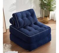 Folding Sofa Bed, Convertible Sleeper Chair with Pillow Foldable Mattress with Back Support, Portable Fold Out Chair Bed Comfy Floor Sofa Lounge for Living Room Bedroom,Blue