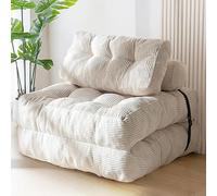 Folding Sofa Bed, Convertible Sleeping Chair, Foldable Mattress, Portable Folding Chair Bed with Back Support, Soft Corduroy Fabric with Pillows for Living Room/Bedroom A