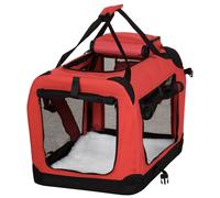 PawHut 60cm Foldable Pet Carrier - Soft Side Pet Travel Crate w/ Mat - Red | TJ Hughes