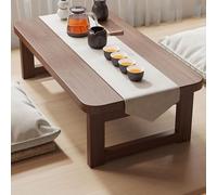 Folding Solid Wood Bay Window Table - Cute Modern Coffee Table for Bedside or Use, Low Profile Design, Ideal for Sitting on the Floor (Walnut, 60x40x4 cm)