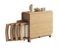 Folding Solid Wood Dining Set with Drop-Leaf Table & 4 Chairs Expandable Mobile Dining Table for Kitchen Dining Room Living Room & Restaurant 1.4m