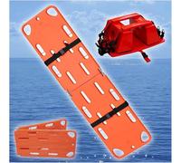 Folding Spine Board with Head Immobilizer, Lightweight Ambulance Stretcher, 350 Lbs Capacity, Water Floating Design for Emergency Medical Use