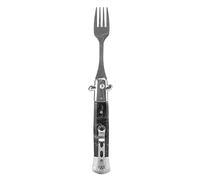 Folding Spring Camping Fork, Stainless Steel Automatic Utensil with One Button Flick Mechanism, Pocket Size Retractable Fork for Hiking Outdoor Picnic Travel (Black Shellfish Handle)