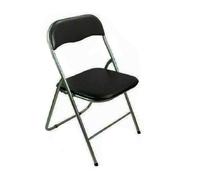 Folding Round Stool Thick Soft Padded Seat Metal Leg Frame Portable Space Saving