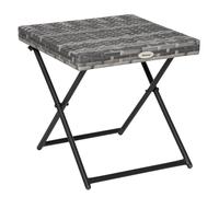Folding Square Rattan Coffee Table Bistro Balcony Garden Steel Outsunny