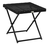OUTSUNNY Folding Square Rattan Coffee Table w/ Steel Frame Bistro Garden in Black Outsunny Black