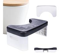 Folding Squatting Toilet Stool | 7 Inch Non-Slip Bathroom Step Stool | Anti Constipation Natural & Comfortable Squat Aid Stool (Black)