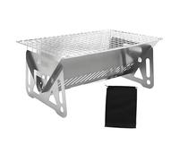 Folding Stainless Steel BBQ Camp Grill with Carry Bag, Portable Fire Bowl for Grilling, Boiling & Warmth, 10.63x6.30x5.12inch