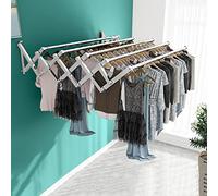 Folding Stainless Steel Clothes Airer Towel Rack - Wall Mounted Retractable & Expandable Laundry Drying Rack for Outdoor Use 120cm Garment Dryer & Washing Line