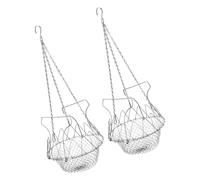 Folding Stainless Steel Poultry Feeding Basket for Chicken | Chain Hanging Hood Holder, Pack of 2, Everyday Backyard Enclosure
