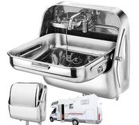 Folding Stainless Steel Sink for Caravan, Camper, Boat, Bar, and Restaurant Use - Durable, Compact, Versatile Design