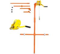 Folding Stainless Steel Triangular Support Crane - Air Conditioning Lift Tool with Special Hook & Manual Winch for Safe Handling & Easy Installation