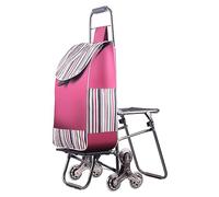 Folding Stair Climber Cart with Seat - 6 Rubber Wheels Portable Multi-Function Waterproof Cover for Easy Transport & Stability Ideal for Heavy Loads