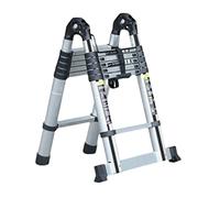 Folding stairs， Aluminum Telescoping Folding Ladder A-Frame Black Mix Silver 12.5ft to 24ft Indoor Outdoor(12.5FT)