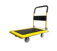 Folding Steel Flatbed Hand Truck with Swivel Wheels - Portable Movable Platform Cart for Bookstore, ge, and Heavy Loads - Yellow