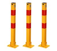 Folding Steel Safety Bollard - In-Ground Security Post for Parking Lot, Driveway, Garage & Basement | Anti-Collision Parking Lock Roadblock(Yellow (3pcs))