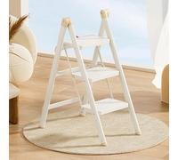 Folding Step Ladder, 3/4 - Step Portable Lightweight Stool For Home, Safety Household Ladder, Anti - Slip, Space - Saving, White(3 step)