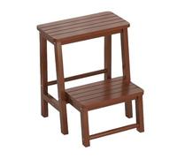 Folding Step Ladder, 3 Tier Step Portable Thick Flower Rack, Multifunctional Ladder Chair for Library, Home, Kitchen(Brown,16.9 * 18.9 * 20.5in) (Brown 16.9 * 22.4 * 25.2in)