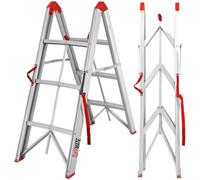 Folding Step Ladder Folds In Half 1.2m 3 Treads Aluminium TUFFMATE