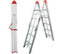 Folding Step Ladder Folds In Half 1.8M 5 Treads Aluminium Tuffmate