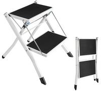 Folding Step Stool 2 Step Ladder Compact Anti Slip Mat Tread Easy to Store Foldable Design for Home/Kitchen/Garage/Caravan, 150KG Load Capacity