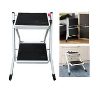 Folding Step Stool 2 Step Ladder Heavy Duty Metal Stepping Stools for Adults Kids, Lightweight Portable Collapsible Small Stool Kitchen Ladder with Anti-Slip Wide Pedal 330Ibs Capacity