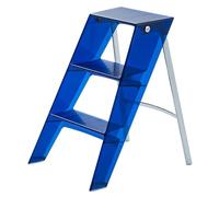 Folding Step Stool, 3 Step Ladder, Acrylic Chair with Anti-Slip Platform and Steel Frame, 2-in-1 Ladder and Stool for Home and Library