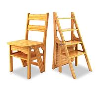 Folding Step Stool, 4-Tier Wooden Ladder Chair, Portable Adult Stepladder, Multi-Use Shoe Bench & Flower Rack for Indoor Kitchen & Bathroom, Space-Saving Design