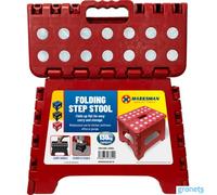 Folding Step Stool -Folds up flat for easy carry and storage. Size: W-23cm, H-19cm, D-19cm (Red)