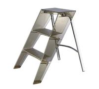 Folding Step Stool for Adults, Acrylic 3 Step Ladder, Library Step Stool Acrylic Chair with Anti-Slip Platform and Steel Frame, 2-in-1 Ladder and Stool for Home and Library(Coffee)