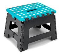 Folding Step Stool - Heavy Duty Teal & Black Plastic Stool with Anti-Slip Rubber Feet, Foldable & Portable Design, Safe for Home, Kitchen, Garden, Closed Size 22x2.8x35cm, Supports up to 150KG