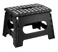 Folding Step Stool Lightweight Strong Compact Non-Slip Multi-Purpose Easy Carrying Foldable Stool for Kids & Adults, Kitchen Garden Bathroom (9 Inch Black)