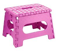 Folding Step Stool Lightweight Strong Compact Non-Slip Multi-Purpose Easy Carrying Foldable Stool for Kids & Adults, Kitchen Garden Bathroom (9 Inch Pink)