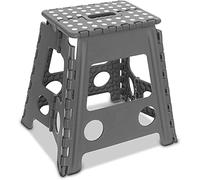 Folding Step Stool Lightweight Strong Compact Non-Slip Multi-Purpose Easy Carrying Foldable Stool for Kids & Adults, Kitchen Garden Bathroom (15 Inch Grey)