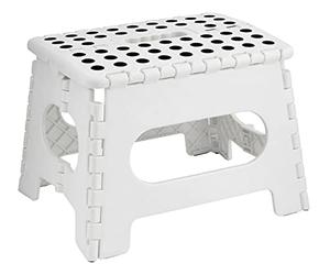 Folding Step Stool Lightweight Strong Compact Non-Slip Multi-Purpose Easy Carrying Foldable Stool for Kids & Adults, Kitchen Garden Bathroom (9 Inch White)