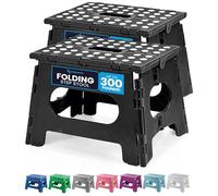 Folding Step Stool - Lightweight, Ultra-Sturdy, Portable & Multi-Functional - Ideal for Adults, Kids, and Seniors - Non-Slip Grip, Easy Storage, and High Weight Capacity. (Black | 2-Pack)