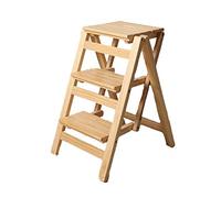 Folding Step Stool, Non-Slip 3-Step Ladder, Wooden Foot Stool for Adults, Shoe Bench & Flower Rack, Ideal for Kitchen & Bathroom Use, Compact & Design