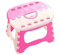 Folding Step Stool, Round Corner Side, Portable Non-Slip, Compact Foot Stools for Kids & Adults, Safe Non-Toxic Design (Pink)