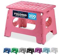 Folding Step Stool - The Lightweight Step Stool is Sturdy Enough to Support Adults and Safe Enough for Kids. Opens Easy with One Flip. Great for Kitchen, Bathroom or Bedroom. (Pink)