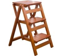 Folding Step Stool, Wooden Portable Ladder Chair for Adults, Thickened Stable Design Ideal for Home, Library, and Garden Use