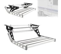 Folding Step with LED Light for RV Camper Accessories - High Strength Manual and Electric Operation for Motorhome Travel Trailers