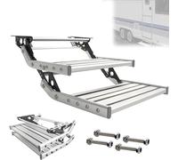 Folding Step with LED Light for RV Camper Accessories, High Strength Manual/Electric Automatic Operation for Motorhome Travel Trailers