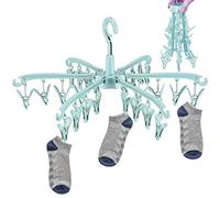 Folding Stockings Dryer, 24 Peg Hanger for Washing Line, Underwear Stockings Dryer, Rotatable Portable Drying Rack Folding Underwear Hangers with Clips for Underwear Baby Clothes & Hats(Green)