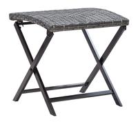 Folding stool Grey 44x44x40cm PE rattan Steel Foldable 110kg Outdoor Lightweight