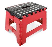 Folding Stool Step Down Footstool 9" 23cm - Max weight 150kg - With Carry Handle Compact Foldable, Anti-Slip Base, DIY, Lightweight, Great for Kitchen, Bathroom & Bedroom, Portable (Red)