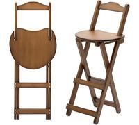 Folding Stool with Footrest and Backrest - Portable Collapsible Chair for Kitchen Counter and Breakfast Bar