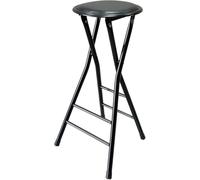 Folding Stool Without Backrest 60cm/70cm, Portable Bar for Kitchen, High Padded Round Chair with 120kg Capacity, Black