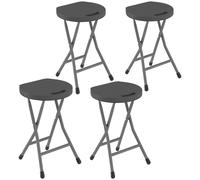 Folding Stools Set of 4 Charcoal Grey Steel HDPE 32x29x45cm Portable SafetyLatch